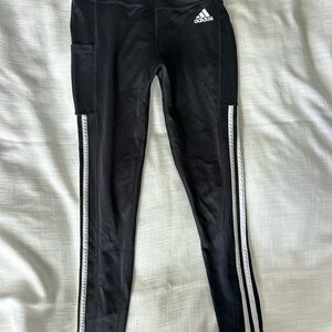 adidas Black Leggings with White Side Stripes